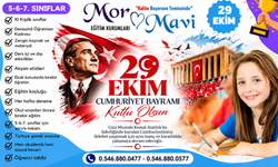 MOR MAVİ 29 EKİM CUMHURİYET BAYRAMI MESAJI