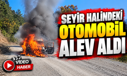 BİLECİK'TE SEYİR HALİNDEKİ OTOMOBİL ALEV ALDI