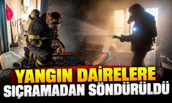YANGIN DAİRELERE SIÇRAMADAN SÖNDÜRÜLDÜ