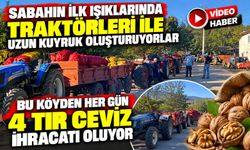 SABAHIN İLK IŞIKLARINDA TRAKTÖRLERİYLE UZUN KUYRUK OLUŞTURUYORLAR