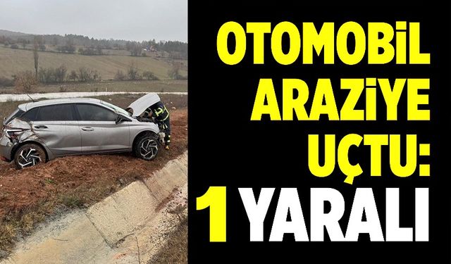 OTOMOBİL ARAZİYE UÇTU: 1 YARALI