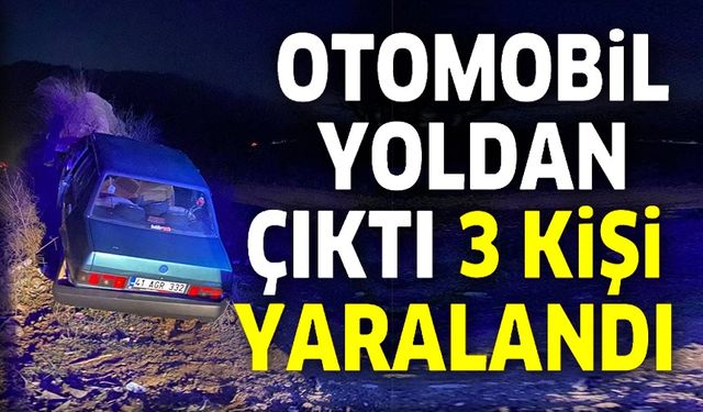 OTOMOBİL KUM YIĞINTISINA ÇARPTI: 3 KİŞİ YARALI