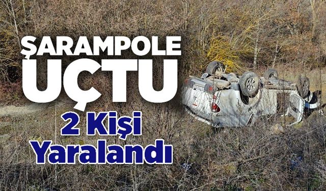 OTOMOBİL ARAZİYE SAVRULDU: 2 YARALI