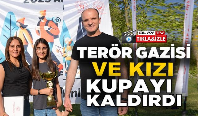TERÖR GAZİSİ ORYANTİRİNG YARIŞMASI'NDA KIZIYLA BİRİNCİ OLDU