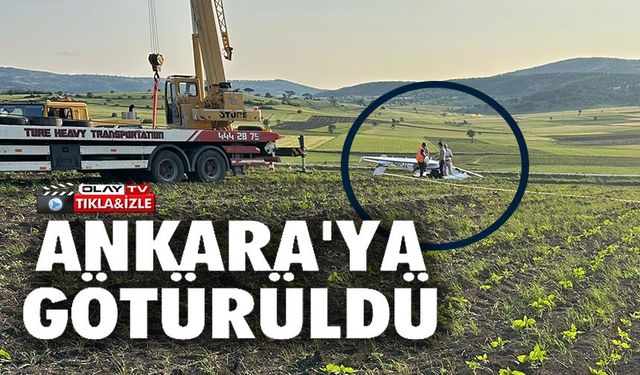 DÜŞEN UÇAK, VİNÇ YARDIMIYLA KALDIRILDI
