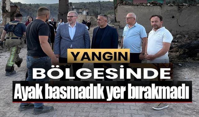 AK PARTİ HEYETİ YANGIN BÖLGESİNDE