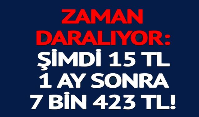 ŞİMDİ 15 TL 1 AY SONRA 7 BİN 423 TL!