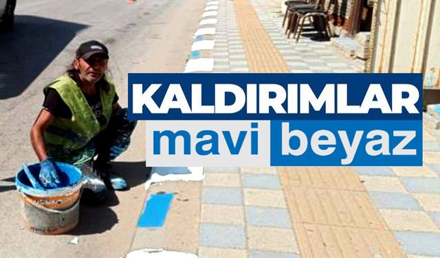 PAZARYERİ KALDIRIMLARINA MAVİ-BEYAZ DOKUNUŞ