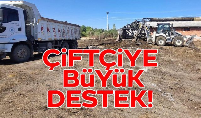 PAZARYERİ'NDE YANGIN MAĞDURU ÇİFTLİĞE BELEDİYEDEN DESTEK
