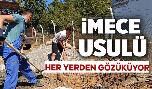 DEV TÜRK BAYRAĞI 29 EKİM'DE KÖYLÜLERİN İMECE USULÜYLE DİKİLDİ