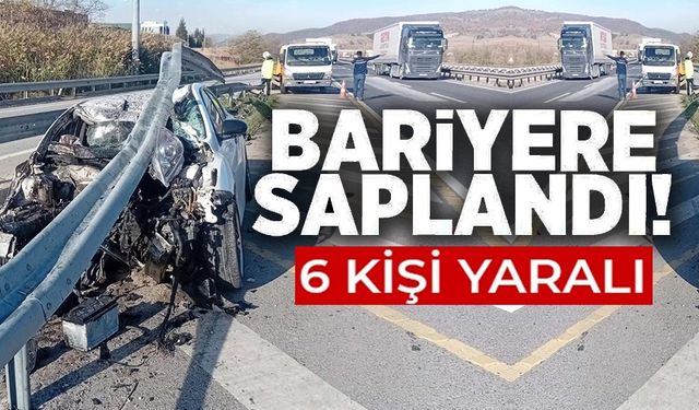 KONTROLDEN ÇIKAN OTOMOBİL BARİYERLERE ÇARPTI; 6 KİŞİ YARALANDI