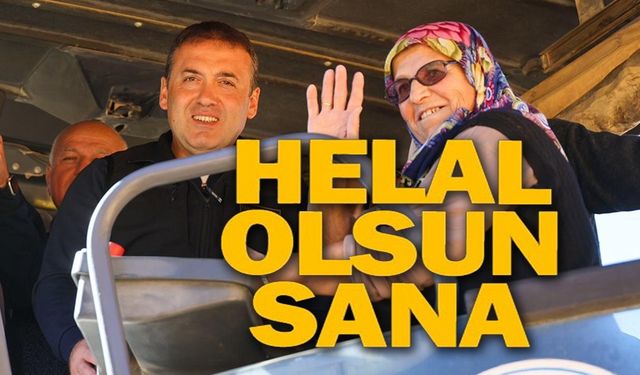 KÖYÜNÜN İLK ASFALTINI SEBAHAT TEYZE ATTI