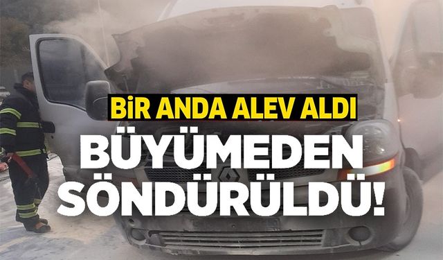 ARAÇ YANGINI BÜYÜMEDEN SÖNDÜRÜLDÜ