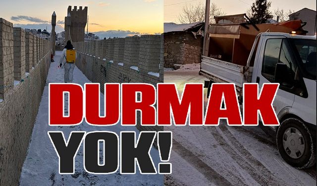 KAR VE DON RİSKİNE KARŞI BELEDİYE EKİPLERİ GECE BOYUNCA SAHADAYDI