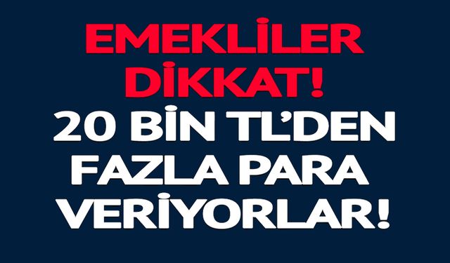 EMEKLİLER DİKKAT 20 BİN TL'DEN FAZLA PARA VERİYORLAR