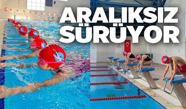 SPOR OKULLARINDA YÜZME ANTRENMANLARI ARALIKSIZ SÜRÜYOR