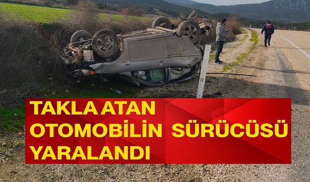 KONTROLDEN ÇIKAN ARAÇ TAKLA ATTI; SÜRÜCÜSÜ YARALANDI