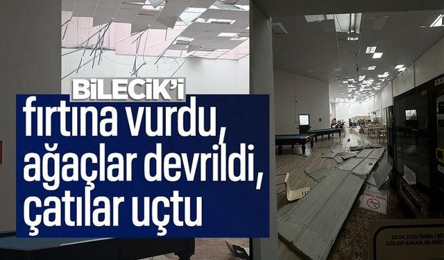 YAŞANAN FIRTINADA ÇATILAR UÇTU, AĞAÇLAR DEVRİLDİ