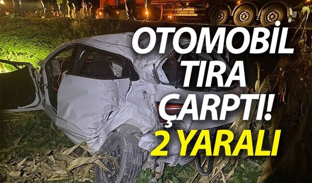 OTOMOBİL TIRLARA ÇARPTI: 2 YARALI