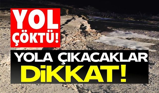 YAĞIŞ NEDENİYLE KÖY YOLU ÇÖKTÜ