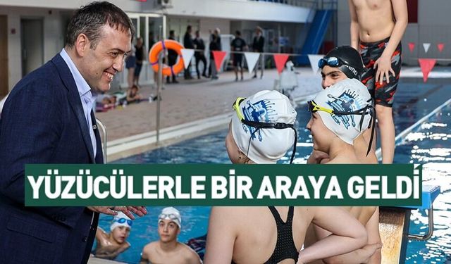 VALİ SÖZER KAPALI YÜZME HAVUZUNDA SPORCULARLA BİR ARAYA GELDİ