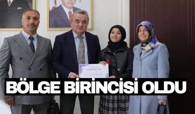BÖLGE BİRİNCİSİ ÖĞRENCİYE KAYMAKAM ÖZTÜRK'TEN TEBRİK