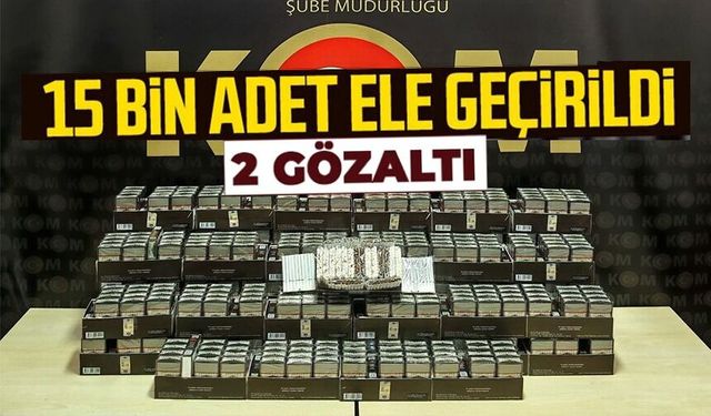 15 BİN KAÇAK MAKARON ELE GEÇİRİLDİ: 2 GÖZALTI