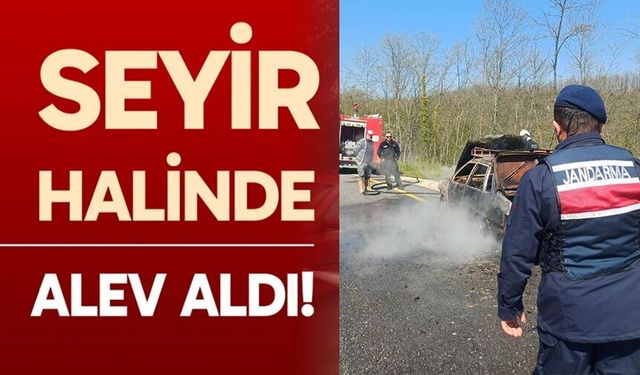 SEYİR HALİNDEKİ OTOMOBİL ALEV ALDI