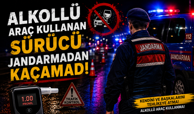 ALKOLLÜ ARAÇ KULLANAN SÜRÜCÜ JANDARMADAN KAÇAMADI
