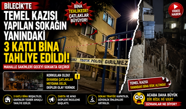 TEMEL KAZISI YAPILAN SOKAĞIN YANINDAKİ 3 KATLI BİNA TAHLİYE EDİLDİ