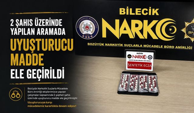 1 ARAÇ VE 2 ŞAHIS ÜZERİNDE YAPILAN ARAMADA UYUŞTURUCU MADDE ELE GEÇİRİLDİ