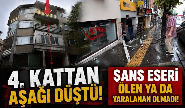 4'ÜNCÜ KATTAN AŞAĞI DÜŞTÜ, ŞANS ESERİ ÖLEN YA DA YARALANAN OLMADI