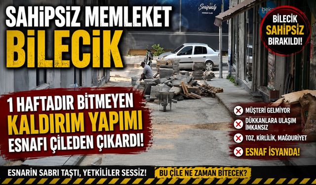 1 HAFTADIR BİTMEYEN KALDIRIM YAPIMI ESNAFI ÇİLEDEN ÇIKARDI