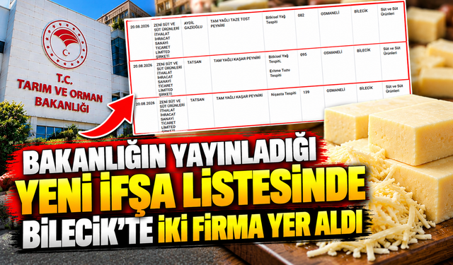 BAKANLIĞI YAYINLADIĞI YENİ İFŞA LİSTESİNDE BİLECİK'TE İKİ FİRMA YER ALDI