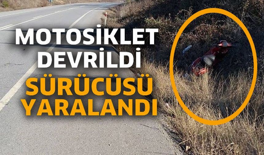 DEVRİLEN MOTOSİKLET SÜRÜCÜSÜ YARALANDI