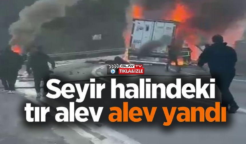 SEYİR HALİNDEKİ TIR ALEV ALEV YANDI