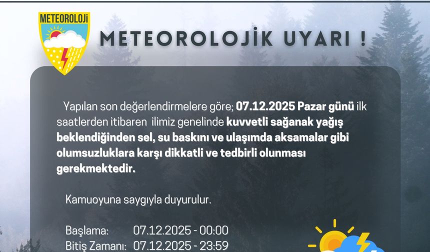 METEOROLOJİ BİLECİK’İ UYARDI