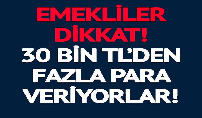EMEKLİLER DİKKAT 30 BİN TL'DEN FAZLA PARA VERİYORLAR