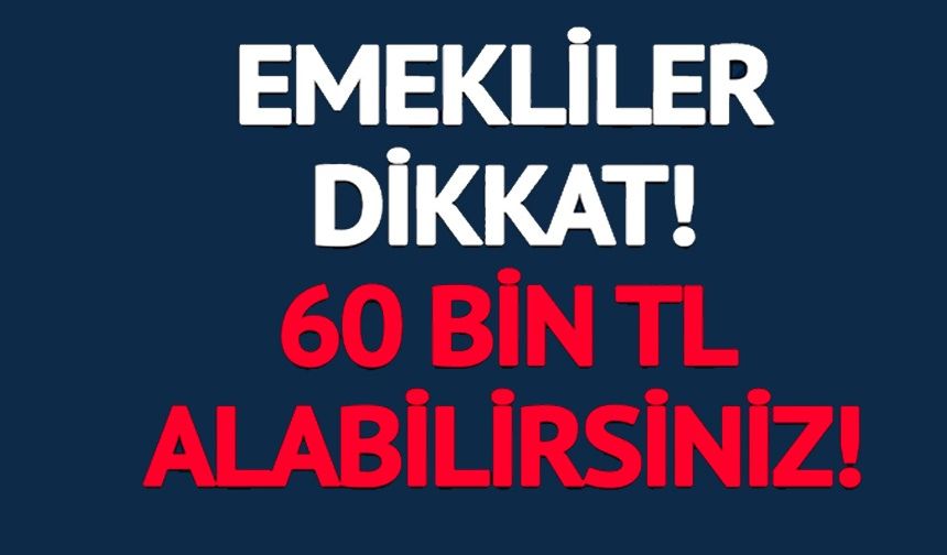 EMEKLİLER DİKKAT 60 BİN TL ALABİLİRSİNİZ
