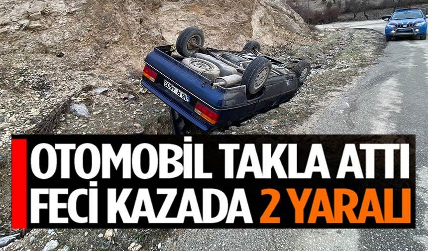 KONTROLDEN ÇIKAN OTOMOBİL TAKLA ATTI; 2 YARALI