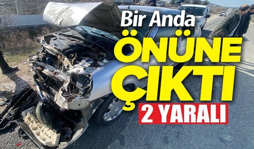YOL ÜZERİNDEKİ KALAS PARÇASI KAZAYA SEBEP OLDU, 2 YARALI