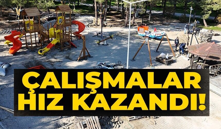 ERTUĞRULGAZİ TÜRBESİ İÇERİSİNDEKİ PARK ALANINDA ÇALIŞMALAR HIZ KAZANDI