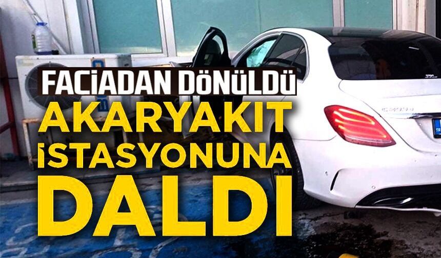 KONTROLDEN ÇIKAN OTOMOBİL PETROL OFİSİNE DALDI: 1 YARALI