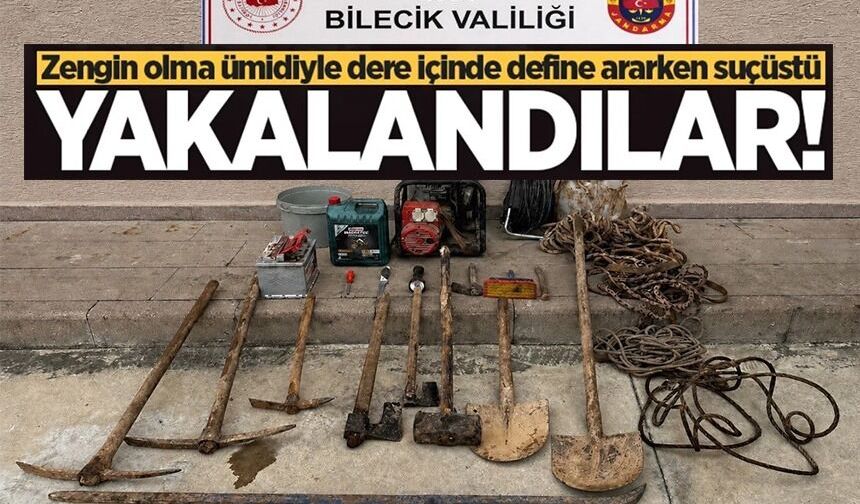 DEFİNE ARAYAN 5 KİŞİ SUÇÜSTÜ YAKALANDI