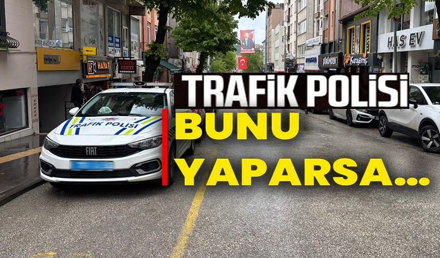 BİLECİK'TE MİNİBÜS DURAĞINA PARK EDİLEN POLİS ARACINA TEPKİ