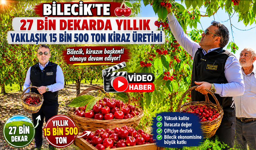 BİLECİK'TE 27 BİN DEKARDA YILLIK YAKLAŞIK 15 BİN 500 TON KİRAZ ÜRETİMİ
