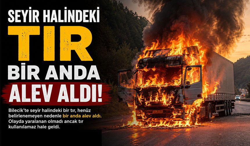 SEYİR HALİNDEKİ TIR BİR ANDA ALEV ALDI