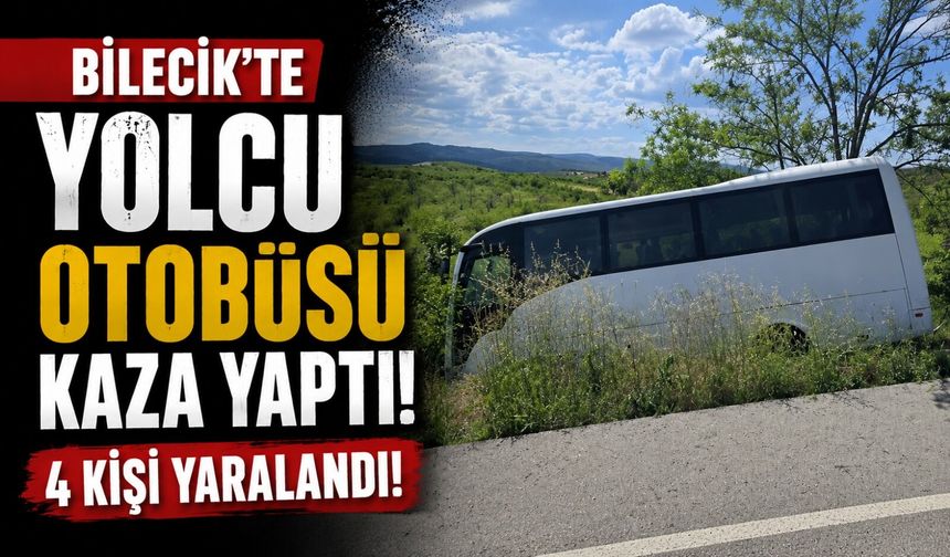 YOLCU OTOBÜSÜ KAZA YAPTI, 4 KİŞİ YARALANDI