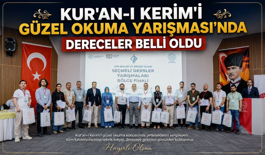 KUR'AN-I KERİM'İ GÜZEL OKUMA YARIŞMASI'NDA DERECELER BELLİ OLDU