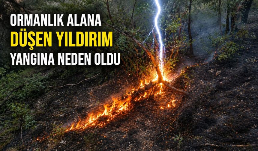 ORMANLIK ALANA DÜŞEN YILDIRIM YANGINA NEDEN OLDU